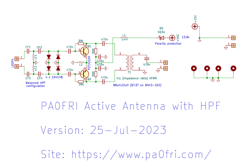 PA0FRI Active Antenna Schematic